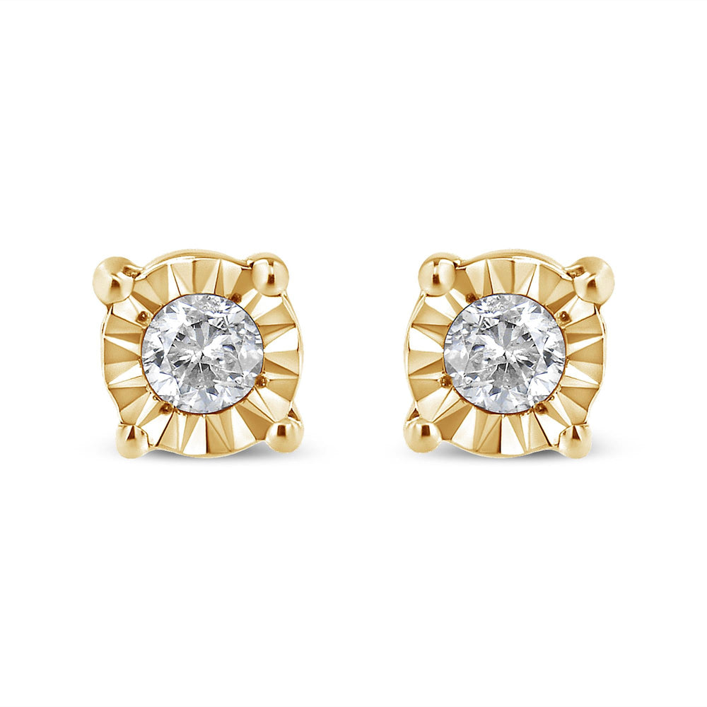 .925 Sterling Silver 1/10 Cttw Round Brilliant-Cut Diamond Miracle-Set Stud Earrings