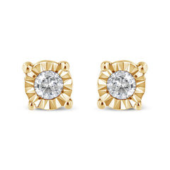 .925 Sterling Silver 1/10 Cttw Round Brilliant-Cut Diamond Miracle-Set Stud Earrings