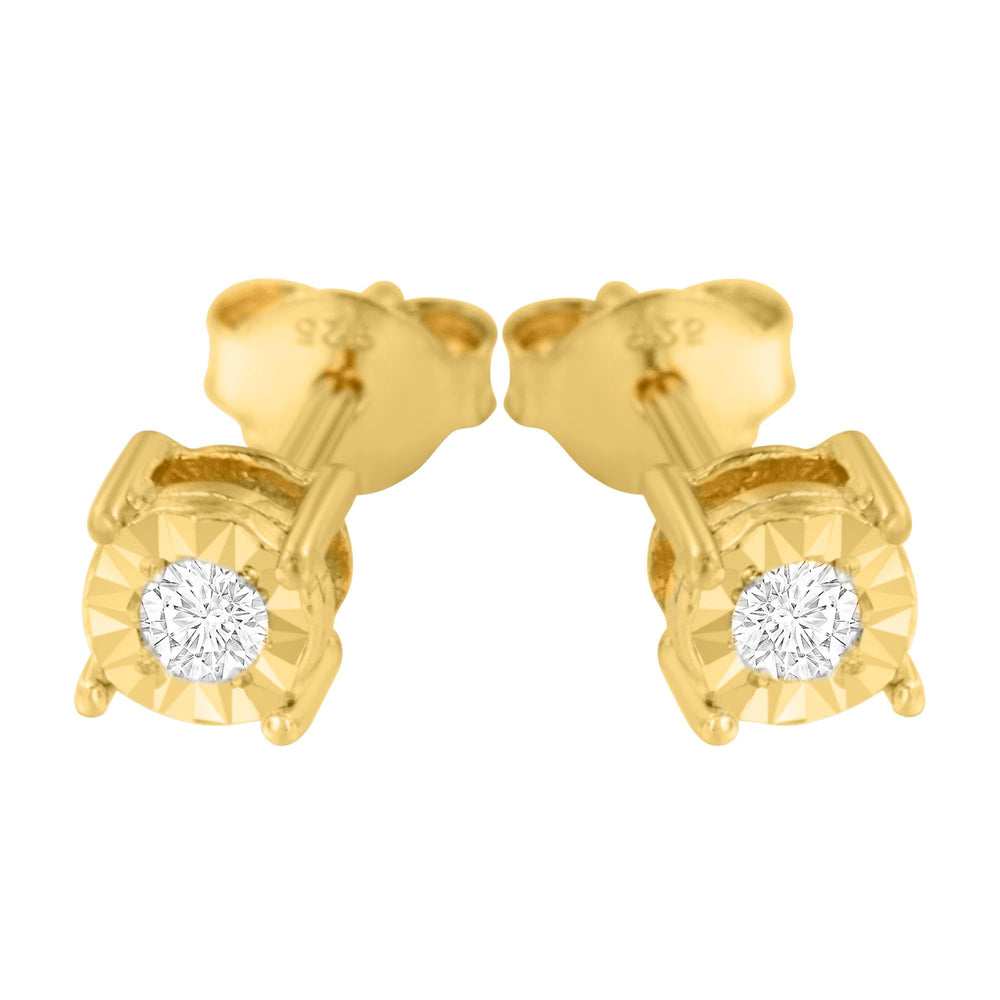 .925 Sterling Silver 1/10 Cttw Round Brilliant-Cut Diamond Miracle-Set Stud Earrings