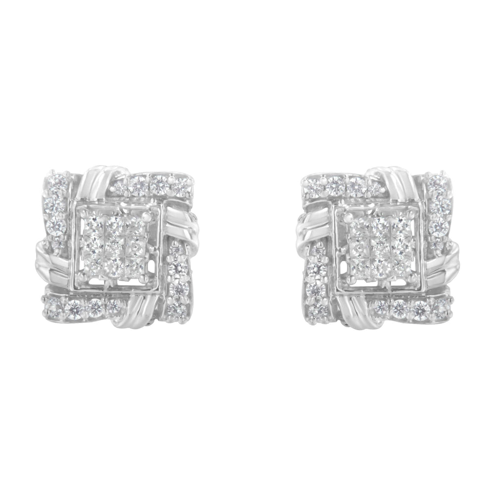 .925 Sterling Silver 1/2 Cttw Round-Cut Diamond Stud Earrings (I-J Color, I1-I2 Clarity)