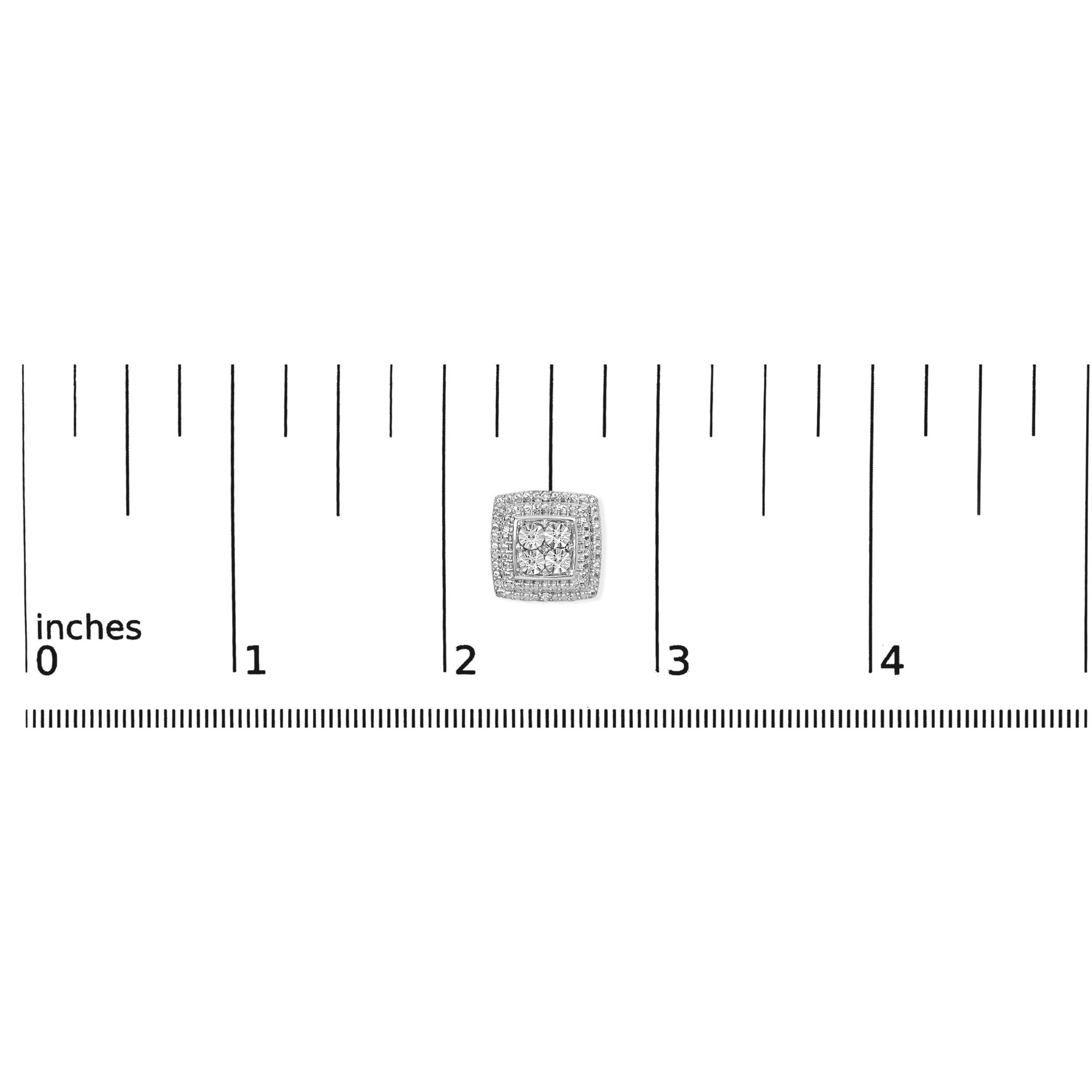 .925 Sterling Silver Diamond Accented Square Shaped Milgrain Stud Earrings (I-J Clarity, I3 Color)