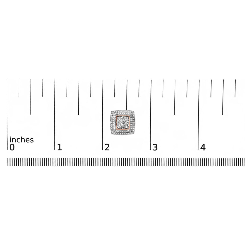 .925 Sterling Silver Diamond Accented Square Shaped Milgrain Stud Earrings (I-J Clarity, I3 Color)