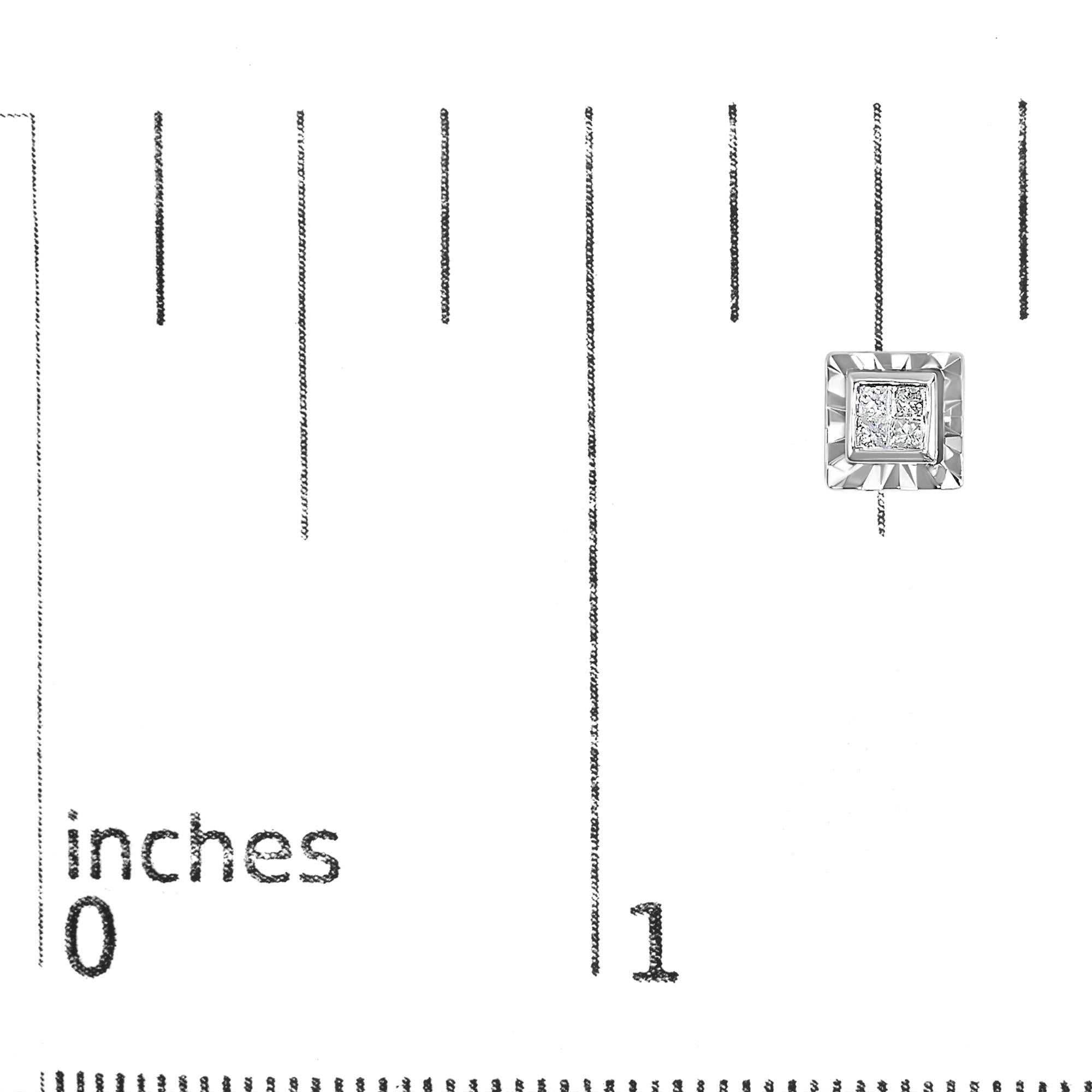 .925 Sterling Silver 1/6 Cttw Invisible Set Princess-Cut Diamond Quad Composite Stud Earrings (H-I Color, I1-I2 Clarity)