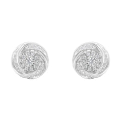 .925 Sterling Silver 3/4 Cttw Round and Baguette-Cut Diamond Love Knot Stud Earring (I-J Color, I2-I3 Clarity)