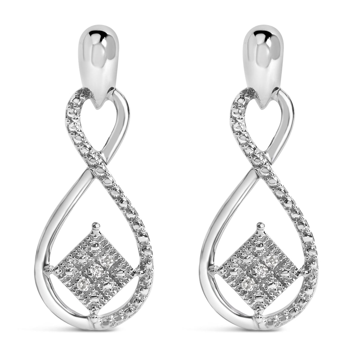 Sterling Silver Round Cut Diamond Infinity Earrings (0.04 cttw, H-I Color, I2-I3 Clarity)