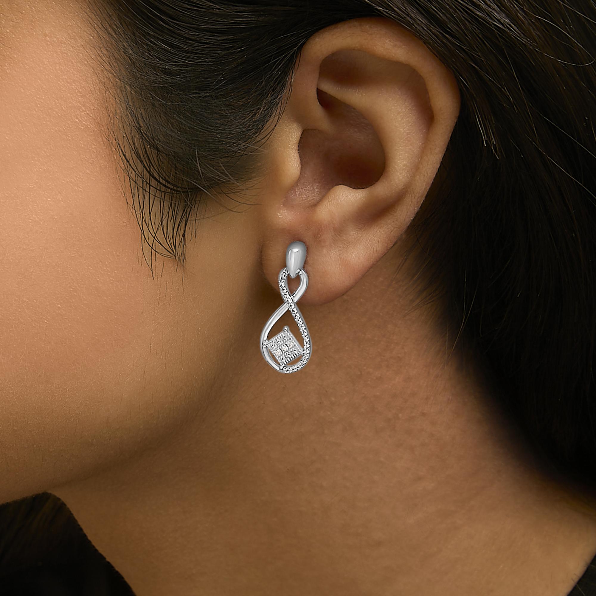 Sterling Silver Round Cut Diamond Infinity Earrings (0.04 cttw, H-I Color, I2-I3 Clarity)