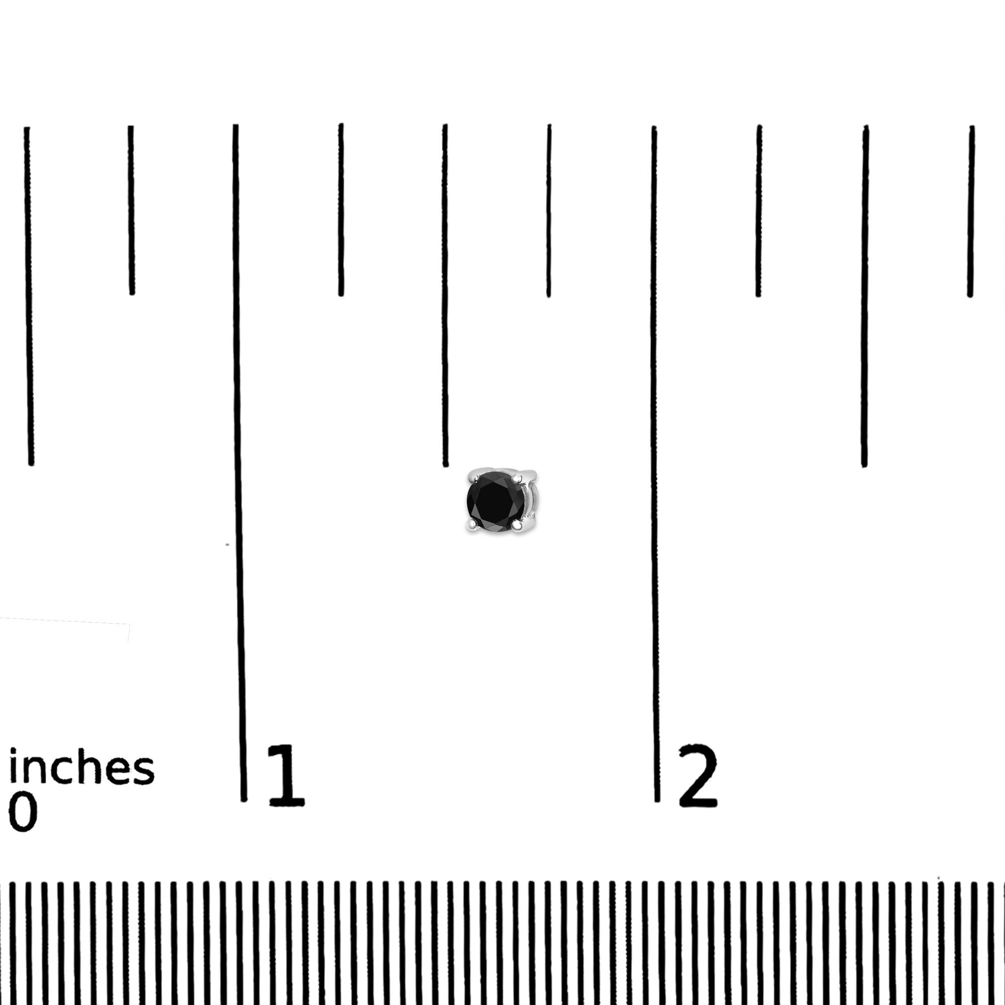 .925 Sterling Silver Black Diamond Solitaire Stud Earrings