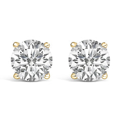 14K Gold Round Lab Grown Diamond Solitaire Stud Earrings with Screw Backs