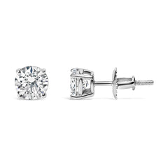 IGI Certified 14K White Gold 1 1/2 Cttw Lab Grown Diamond Solitaire Stud Earrings with Screwbacks (I-J Color, VVS2-VS1 Clarity)