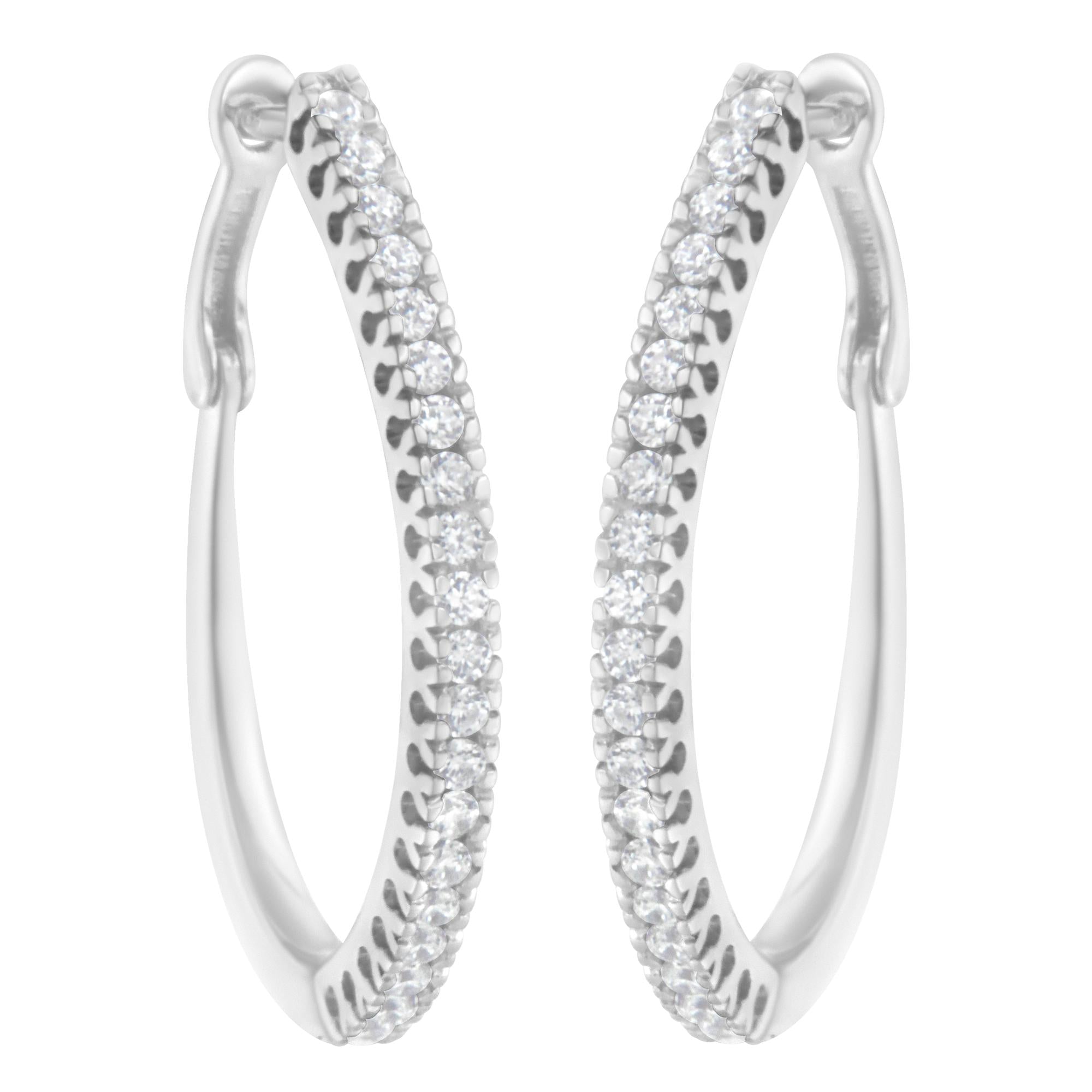 10KT White Gold 1/2 cttw Diamond Hoop Earrings (I-J, I2-I3)
