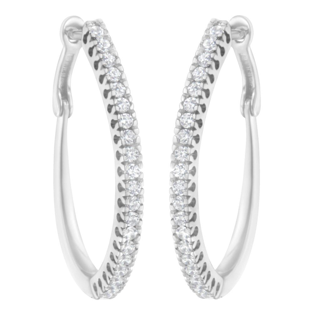 10KT White Gold 1/2 cttw Diamond Hoop Earrings (I-J, I2-I3)