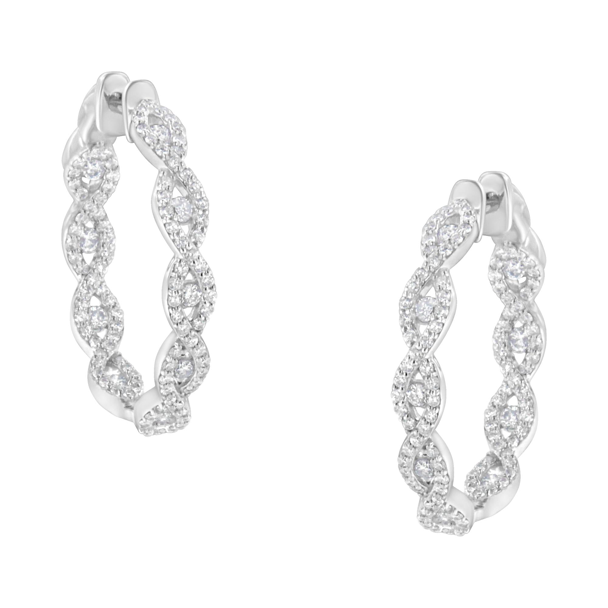 10K White Gold Diamond Hoop Earrings (1 1/2 cttw, H-I Color, I1-I2 Clarity)