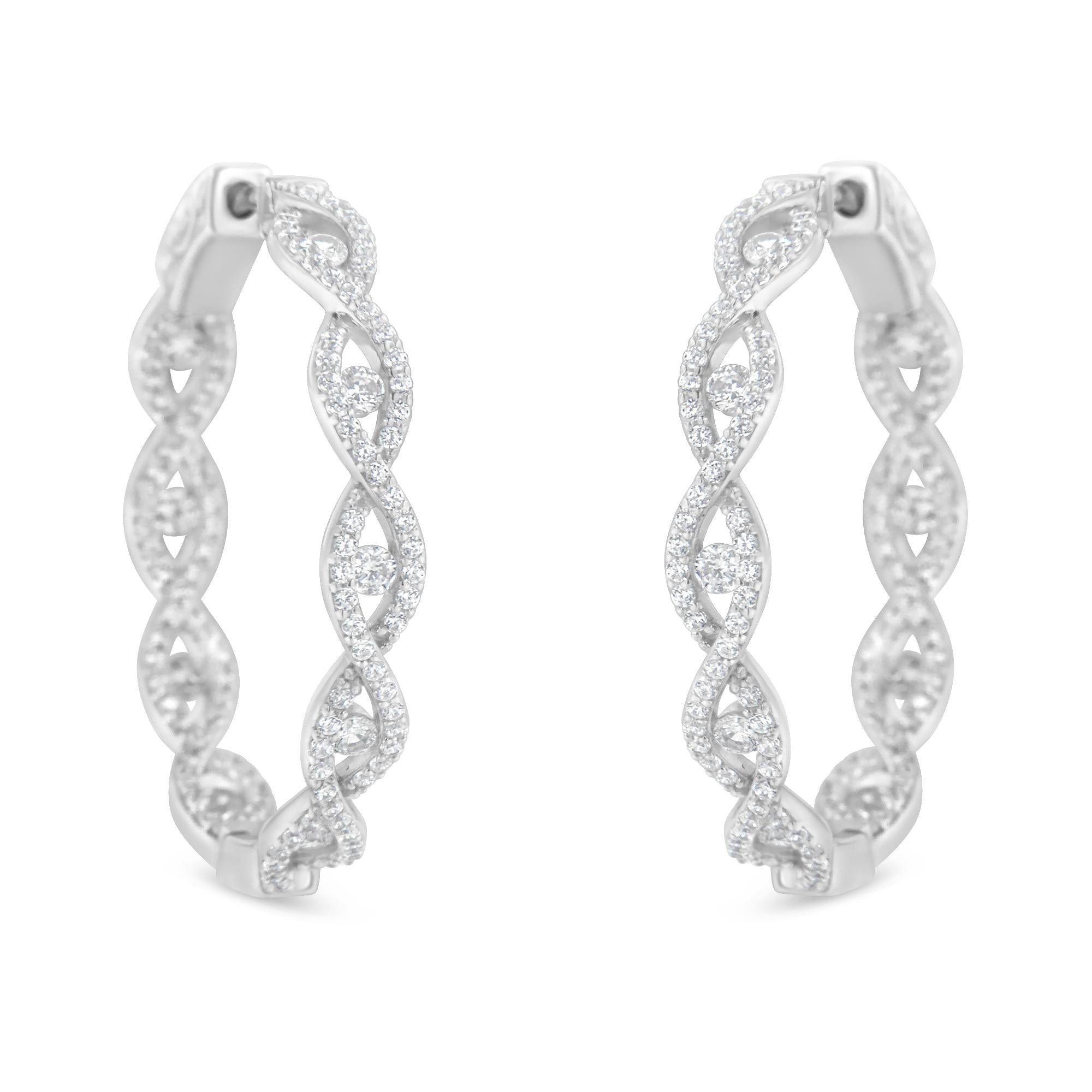 10K White Gold Diamond Hoop Earrings (1 1/2 cttw, H-I Color, I1-I2 Clarity)