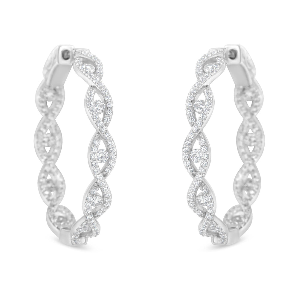10K White Gold Diamond Hoop Earrings (1 1/2 cttw, H-I Color, I1-I2 Clarity)