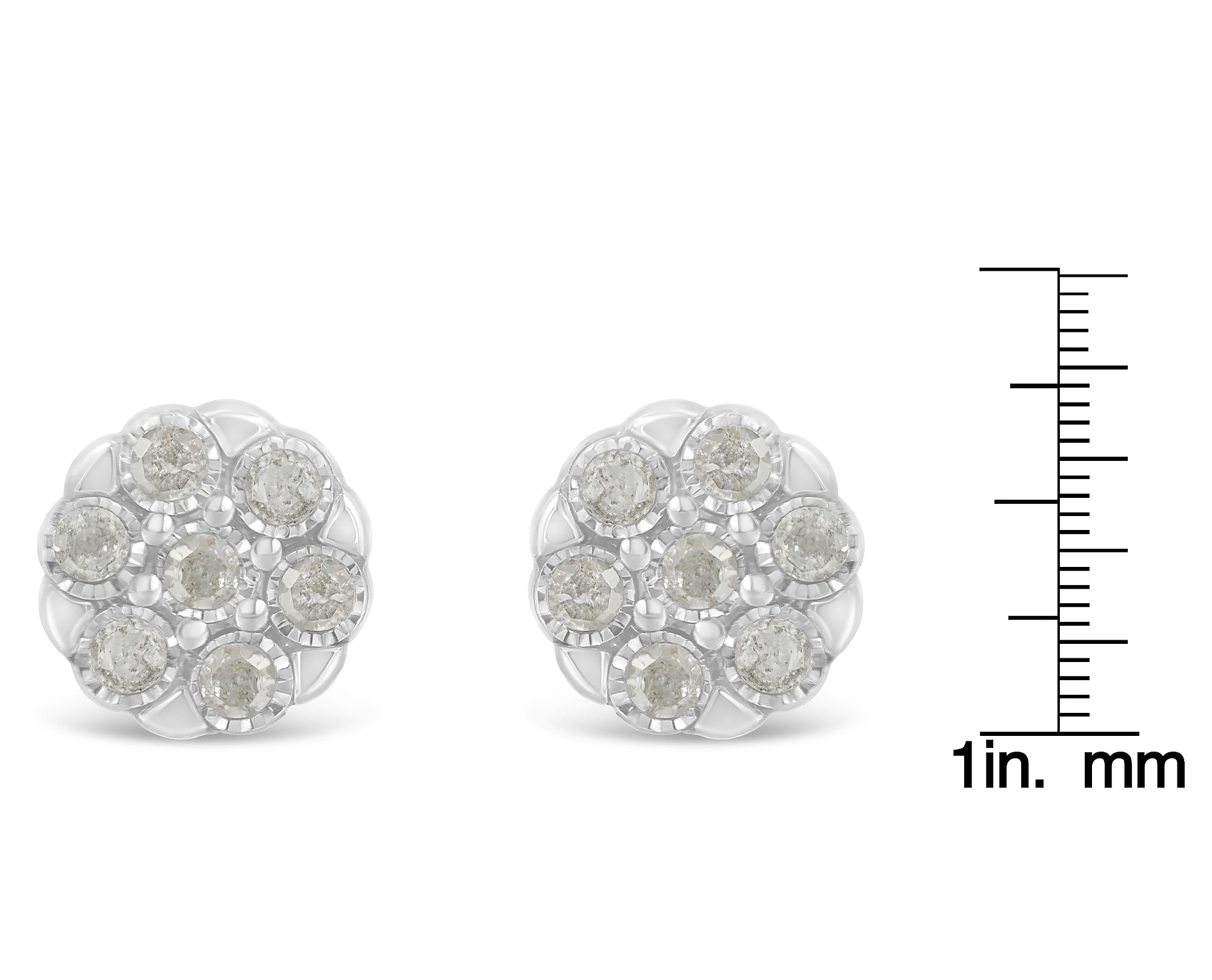 Sterling Silver Rose-Cut Diamond Floral Cluster Stud Earring (0.25 cttw, I-J Color, I2-I3 Clarity)