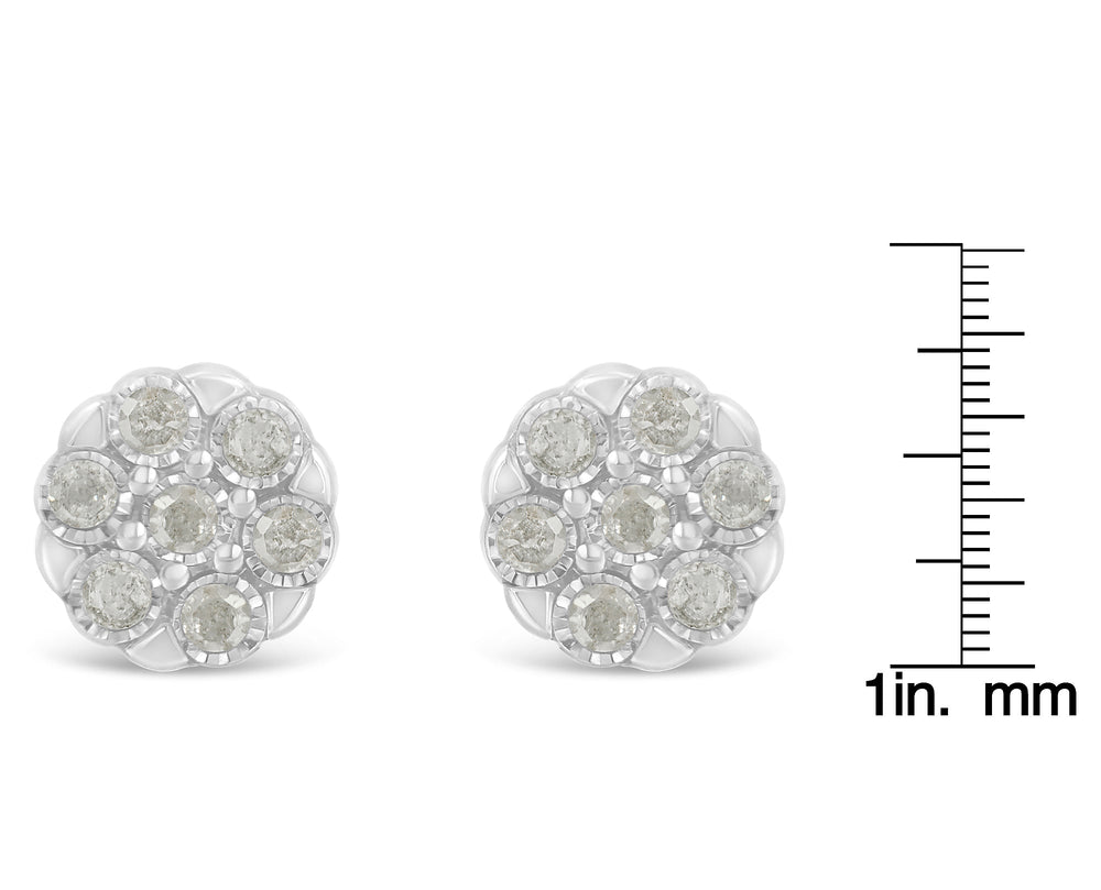 Sterling Silver Rose-Cut Diamond Floral Cluster Stud Earring (0.25 cttw, I-J Color, I2-I3 Clarity)