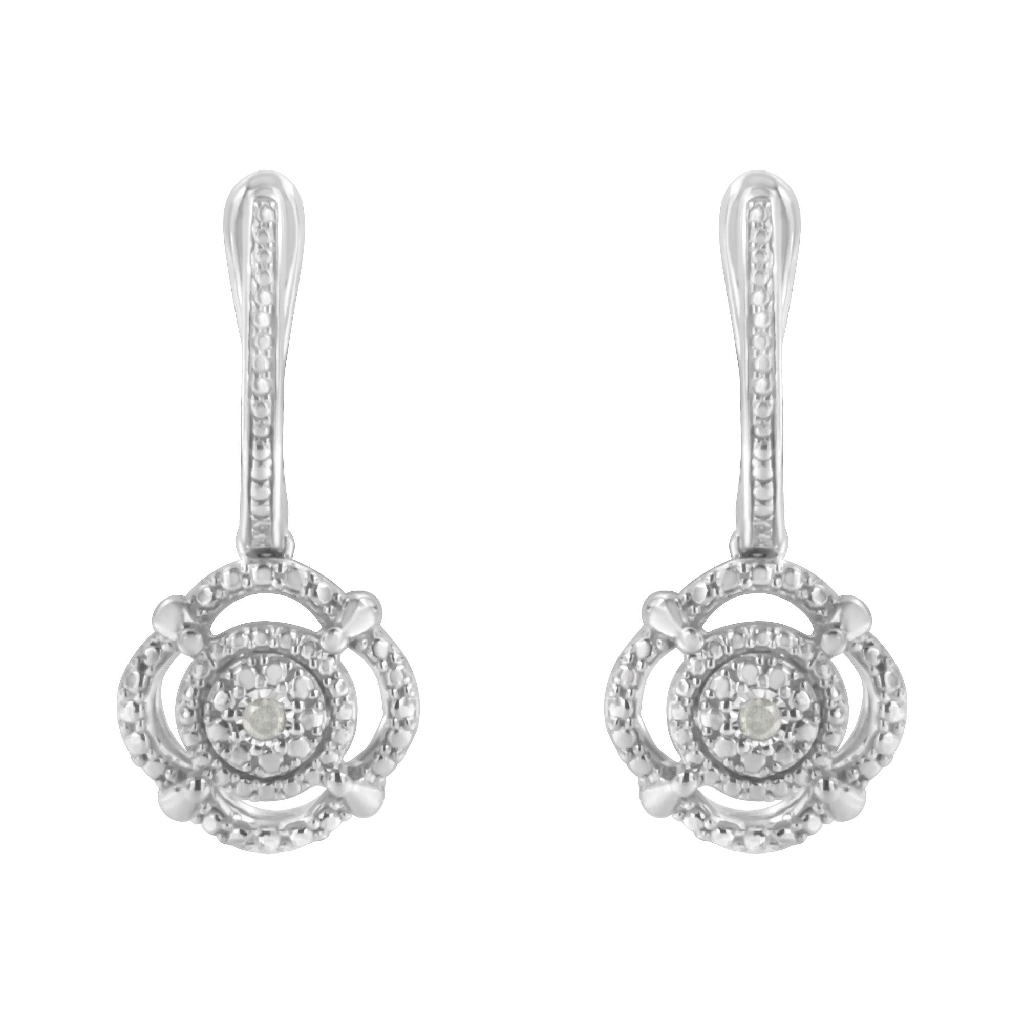 .925 Sterling Silver Miracle-Set Diamond Accent Drop and Dangle Earrings (I-J Color, I3 Clarity)