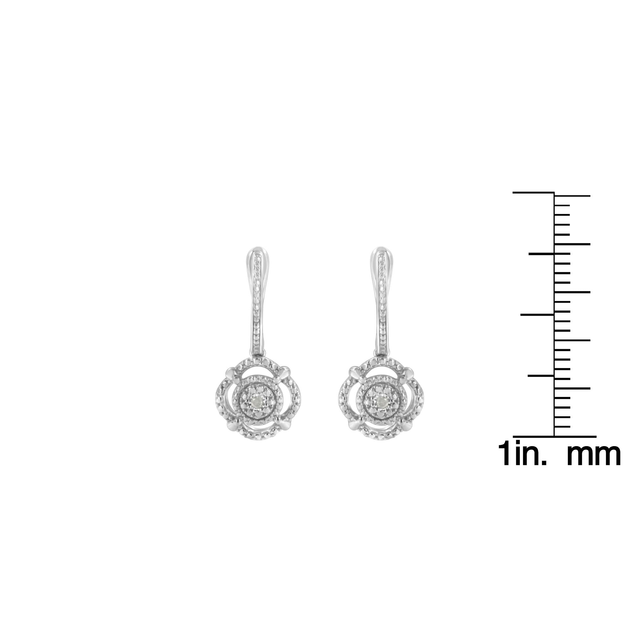 .925 Sterling Silver Miracle-Set Diamond Accent Drop and Dangle Earrings (I-J Color, I3 Clarity)