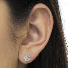 10KT White Gold Diamond Flower Stud Earring (1/2 cttw, I-J Color, I1-I2 Clarity)