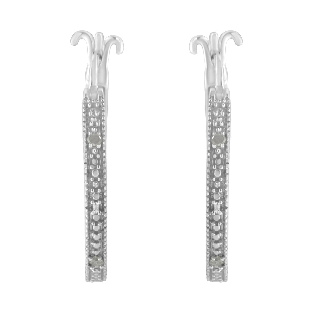 .925 Sterling Silver Miracle-Set Diamond Pave Style Hoop Earrings (I-J Color, I3 Clarity)