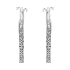 .925 Sterling Silver Miracle-Set Diamond Pave Style Hoop Earrings (I-J Color, I3 Clarity)