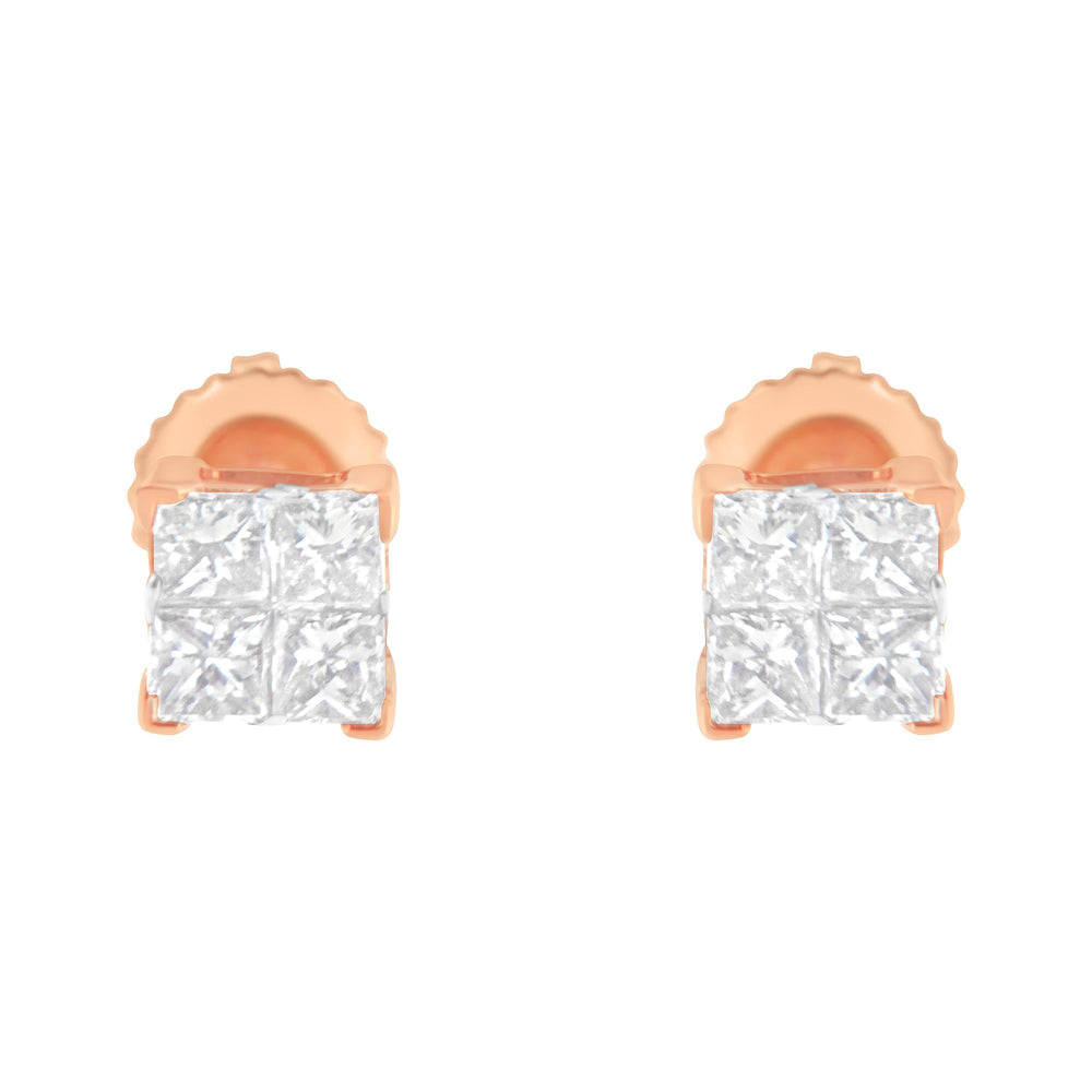 10K Gold Princess Diamond Composite Stud Earring (1/2 cttw, I-J Color, I1-I2 Clarity)
