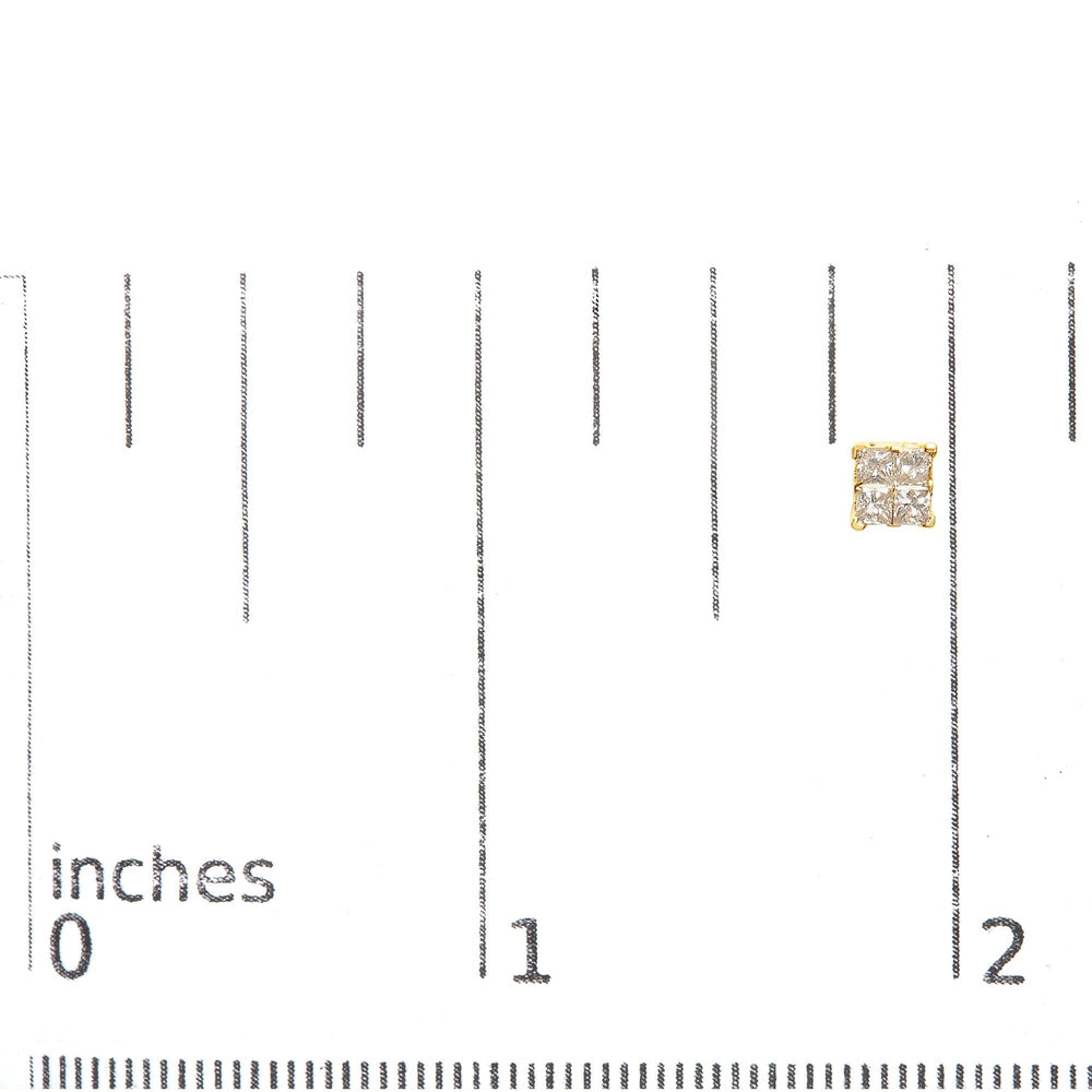 10K Yellow Gold 3/4 Cttw Invisible Set Princess-Cut Diamond Composite Square Stud Earrings (I-J Color, I2-I3 Clarity)