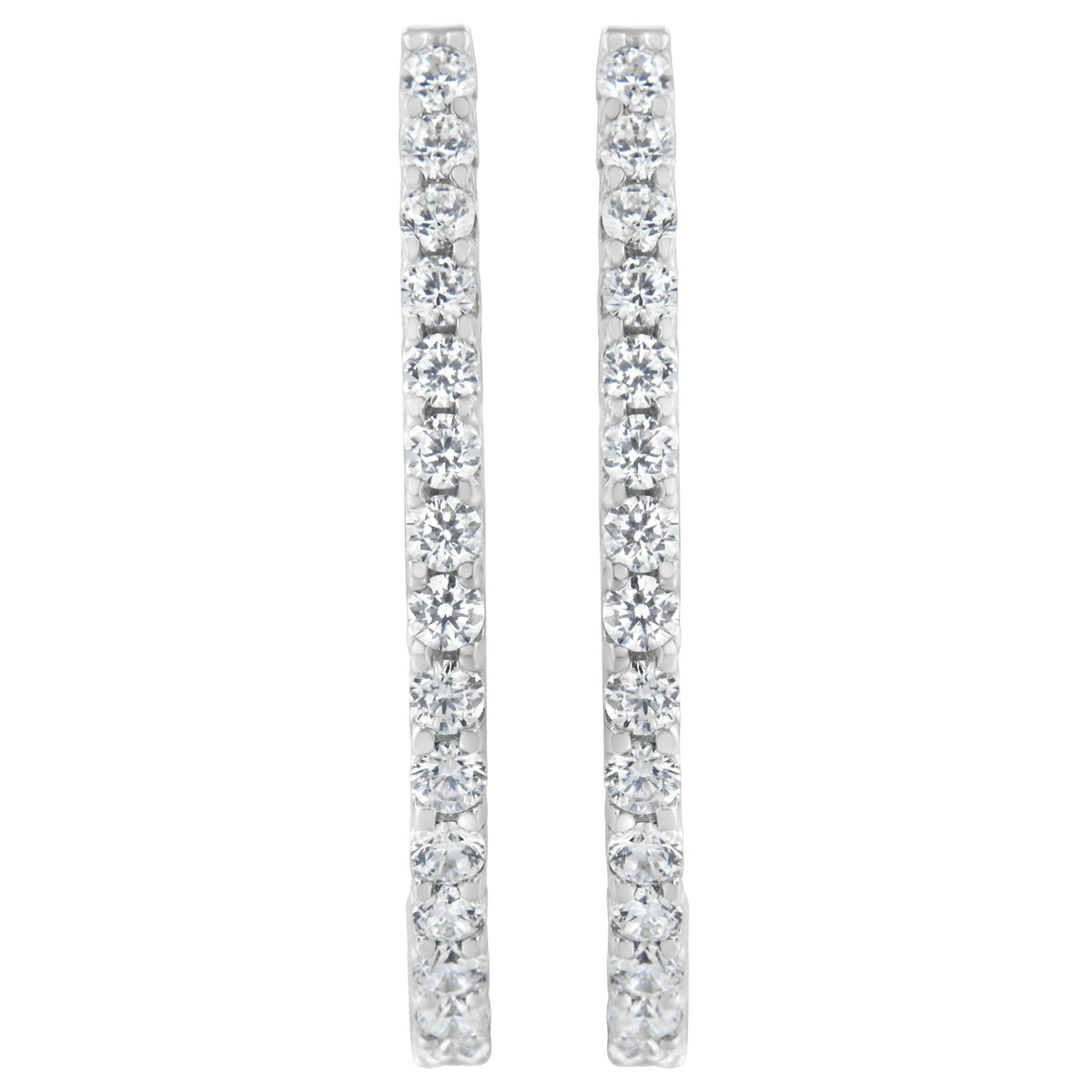 14K White Gold 2.0 Cttw Round Brilliant Cut Diamond Oblong Hinged Leverback Hoop Earrings (I-J Color, I1-I2 Clarity)