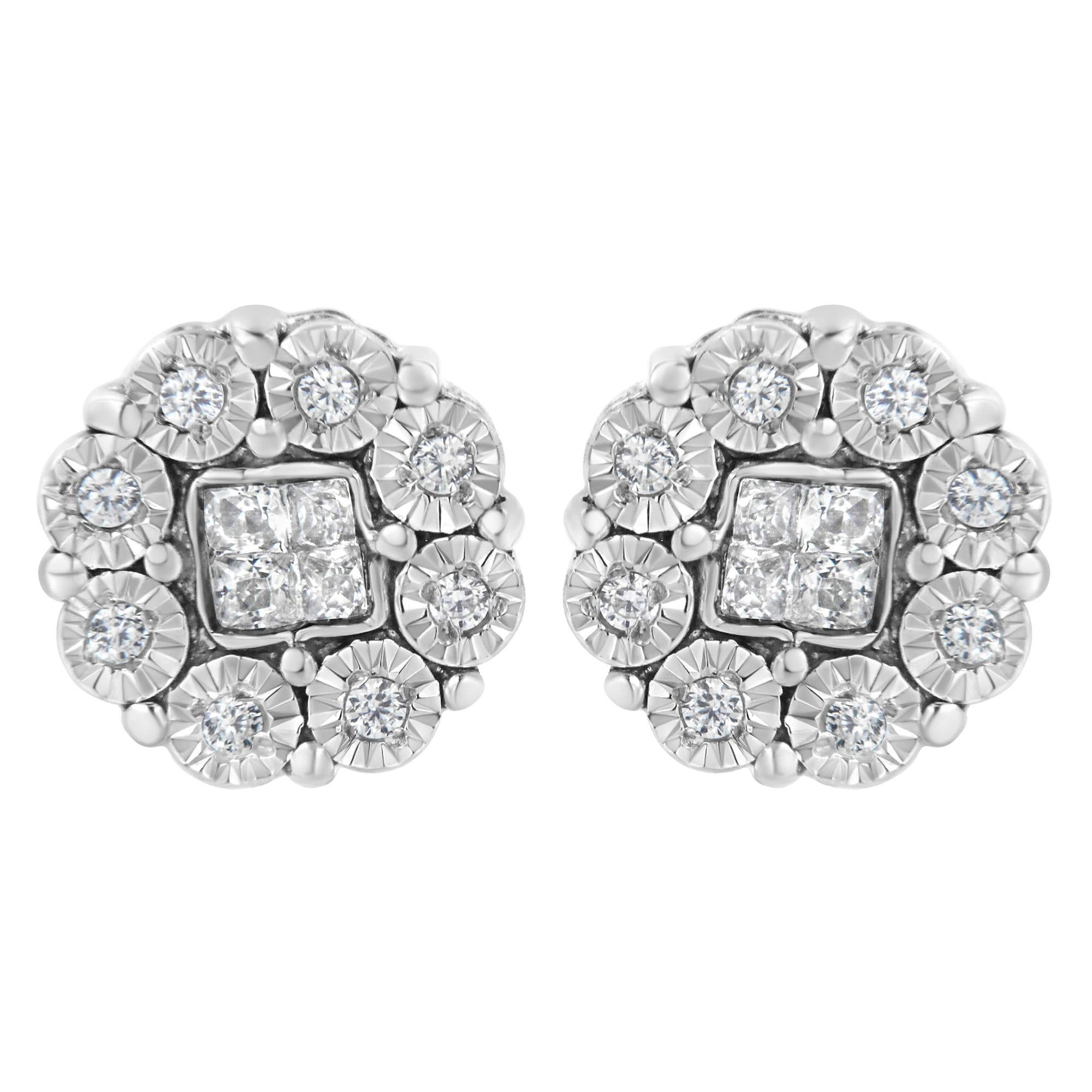 10KT White Gold 1/4ct Diamond Floral Cluster Stud Earring (I-J, I1-I2)