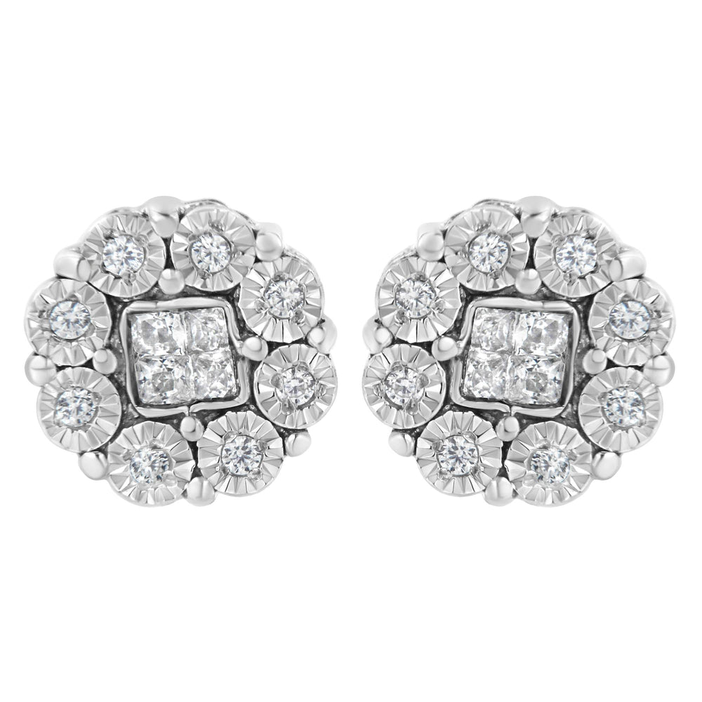 10KT White Gold 1/4ct Diamond Floral Cluster Stud Earring (I-J, I1-I2)