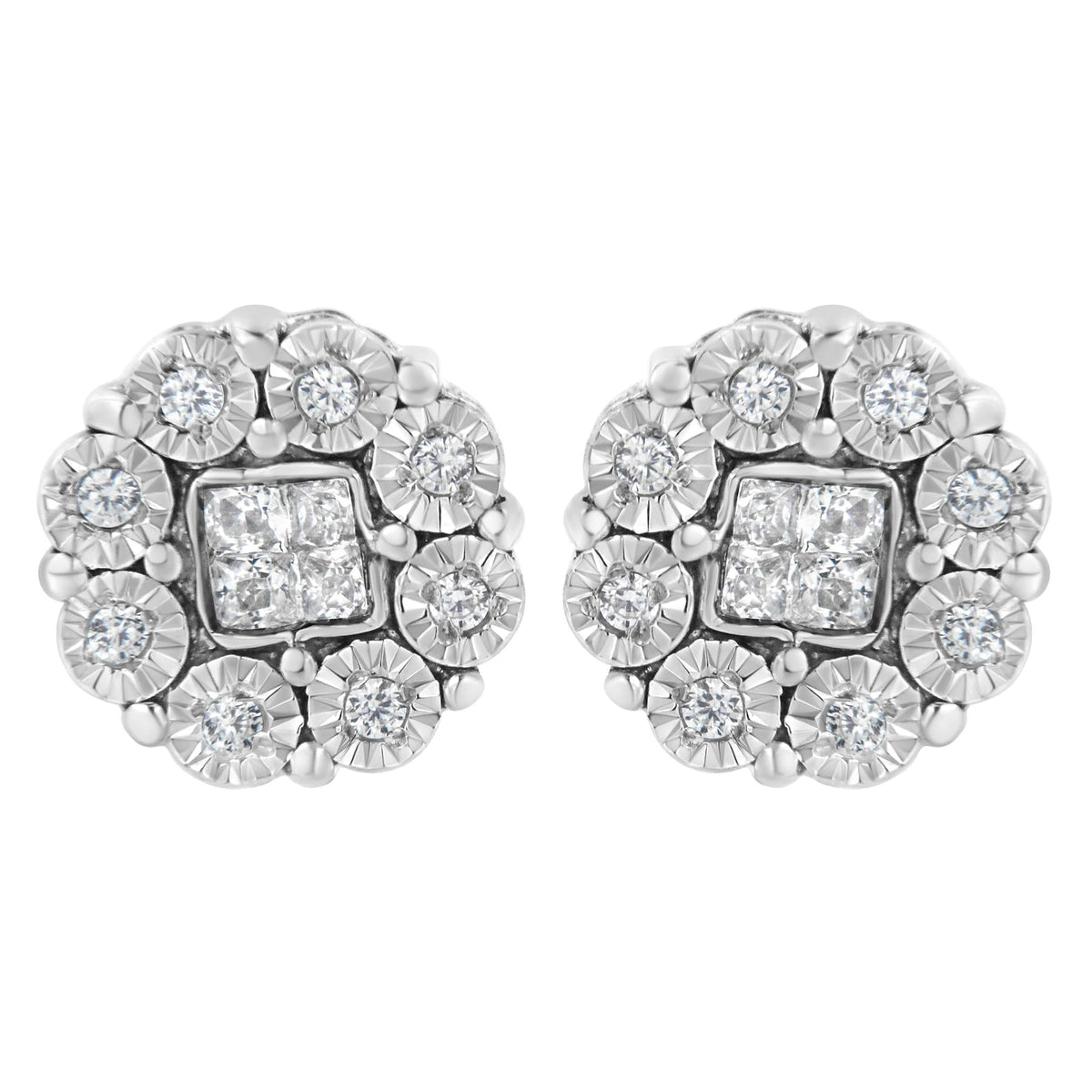 10KT White Gold 1/4ct Diamond Floral Cluster Stud Earring (I-J, I1-I2)
