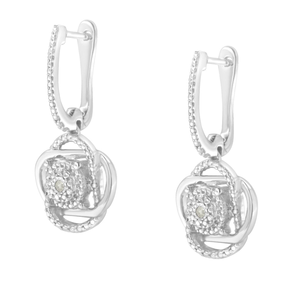 .925 Sterling-Silver Diamond Accent Floral Cluster Drop and Dangle Stud Earring (I-J Color, I3 Clarity)