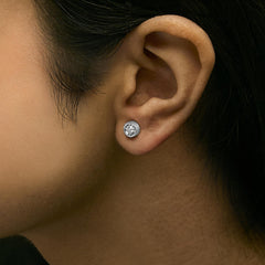 .925 Sterling Silver 1/5 Cttw Round Brilliant-Cut Near Colorless Diamond Miracle-Set Bezel Barrel Style Stud Earrings (I-J Color, I2-I3 Clarity)