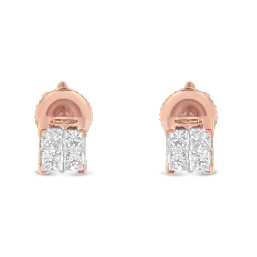10KT Gold Princess Diamond Stud Earring (1/4 cttw, J-K Color, I1-I2 Clarity)