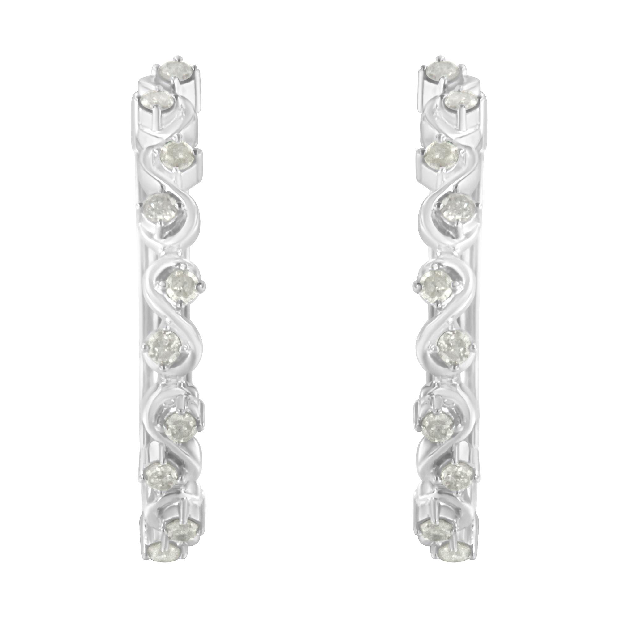 Sterling-Silver Diamond Hoop Earring (1/2 cttw, I-J Color, I3 Clarity)