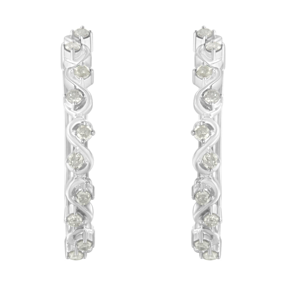 Sterling-Silver Diamond Hoop Earring (1/2 cttw, I-J Color, I3 Clarity)