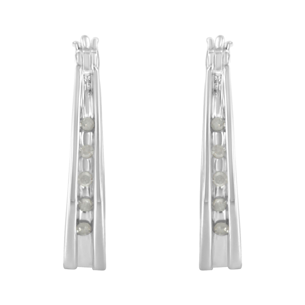 .925 Sterling Silver 1/10 Cttw Diamond Hoop Earrings (I-J Color, I3 Clarity)