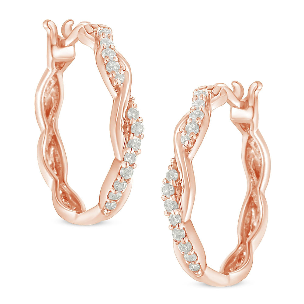 .925 Sterling-Silver 1/4 cttw Pave Set Diamond Twisted Spiral Hoop Earring (I-J Color, I3 Clarity)