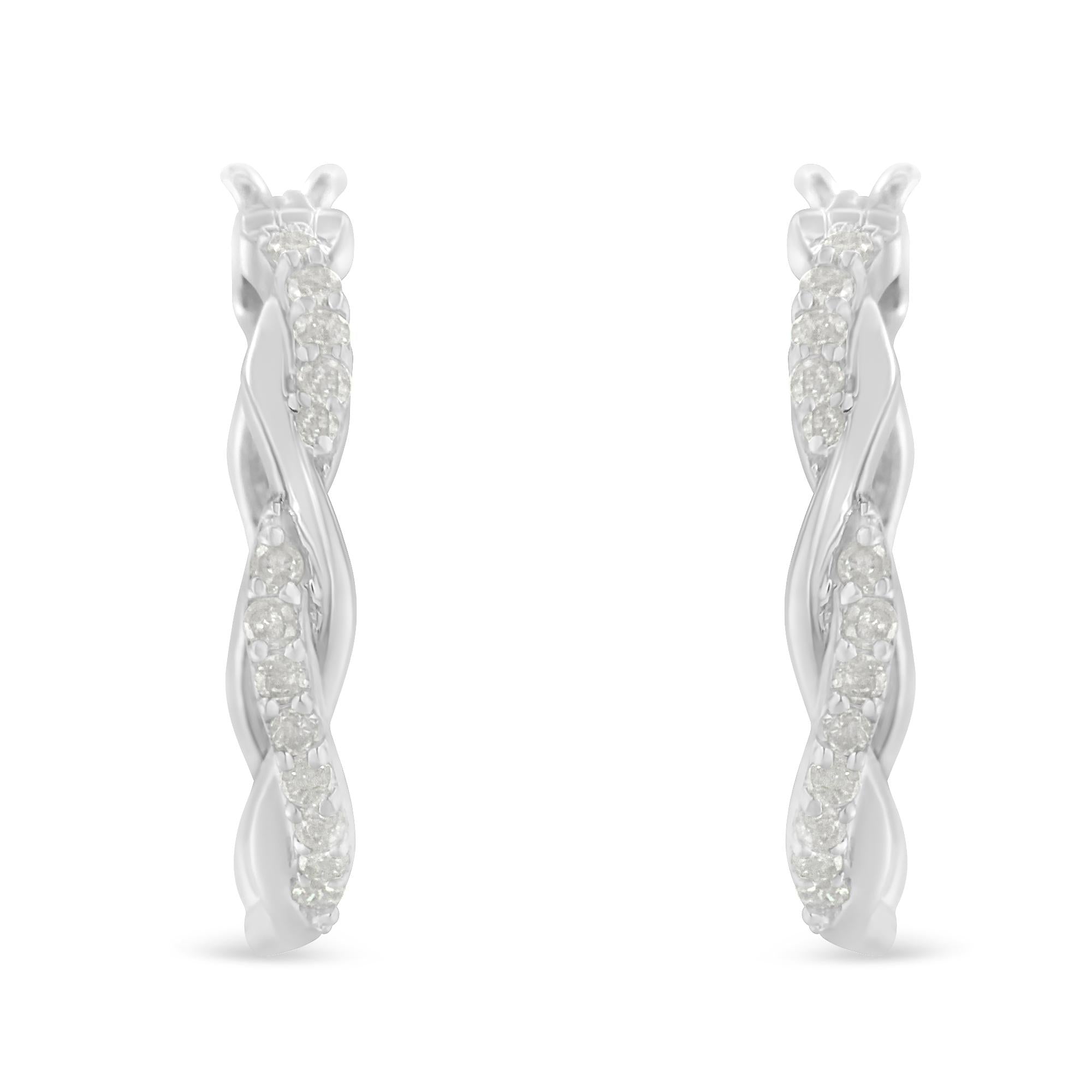 .925 Sterling-Silver 1/4 cttw Pave Set Diamond Twisted Spiral Hoop Earring (I-J Color, I3 Clarity)