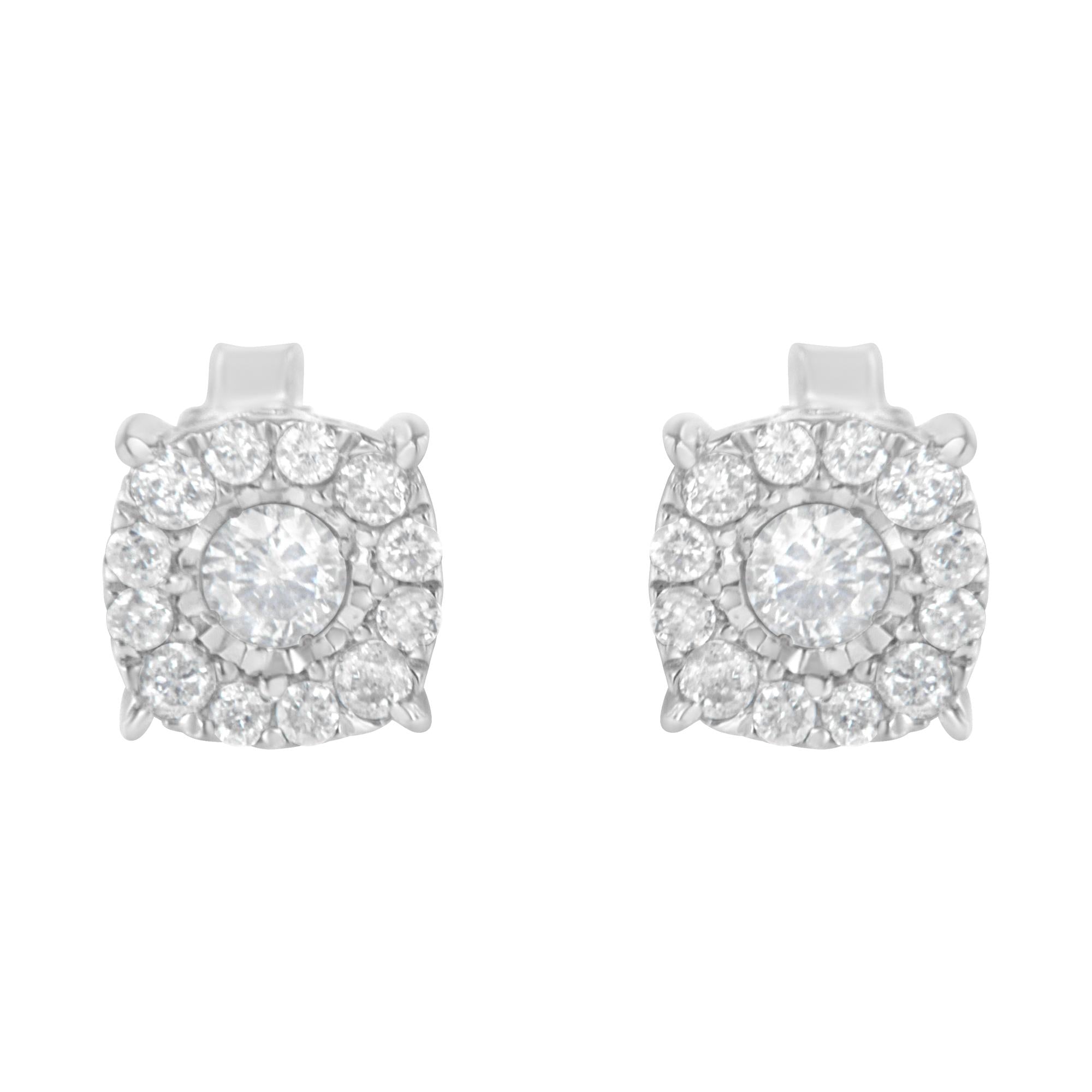 Sterling Silver Diamond Square Stud Earring (1/2 cttw, I-J Color, I2-I3 Clarity)