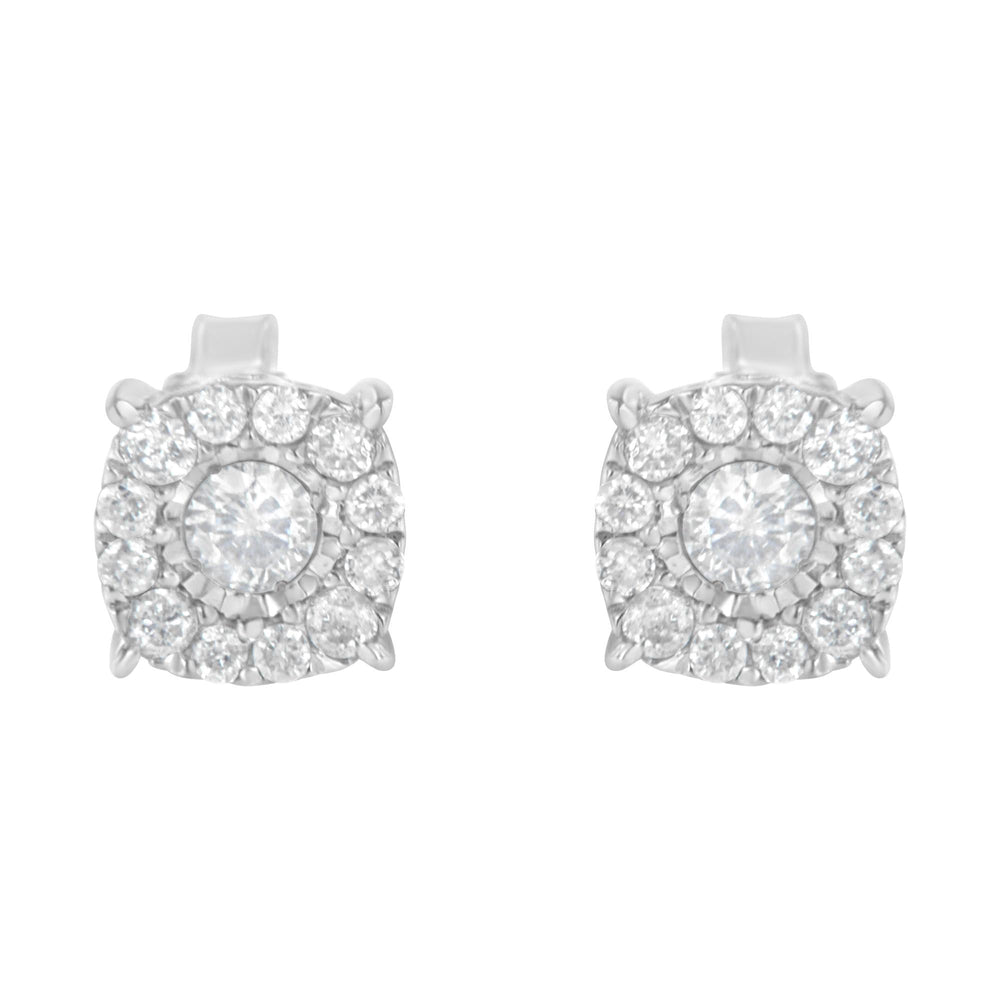 Sterling Silver Diamond Square Stud Earring (1/2 cttw, I-J Color, I2-I3 Clarity)