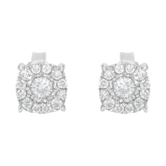 Sterling Silver Diamond Square Stud Earring (1/2 cttw, I-J Color, I2-I3 Clarity)