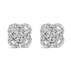 .925 Sterling Silver 1/2 cttw Round-cut Diamond Floral Cluster and Halo Stud Earring (I-J Color, I3 Clarity)