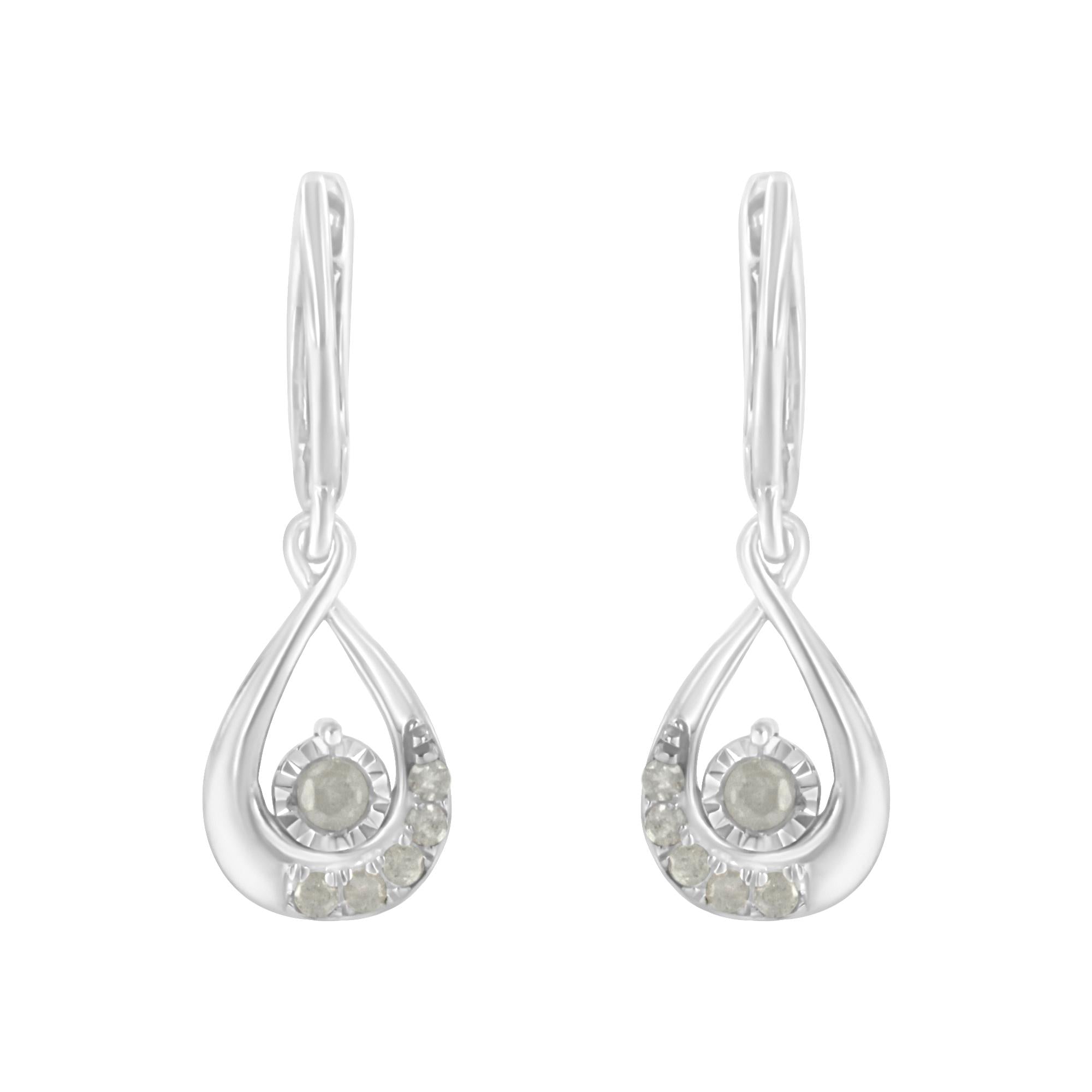 .925 Sterling-Silver 1/5 cttw Miracle-Set Round Diamond Drop and Dangle Hoop Earring (I-J Color, I3 Clarity)