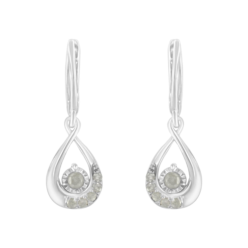.925 Sterling-Silver 1/5 cttw Miracle-Set Round Diamond Drop and Dangle Hoop Earring (I-J Color, I3 Clarity)