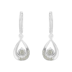 .925 Sterling-Silver 1/5 cttw Miracle-Set Round Diamond Drop and Dangle Hoop Earring (I-J Color, I3 Clarity)