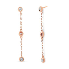 10K Rose Gold Plated .925 Sterling Silver 1/15 Cttw Diamond Dangle Earring (I-J Color, I3-Promo Clarity)