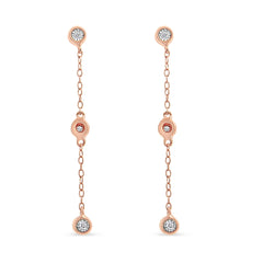 10K Rose Gold Plated .925 Sterling Silver 1/15 Cttw Diamond Dangle Earring (I-J Color, I3-Promo Clarity)