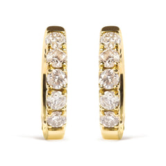 10K Yellow Gold 1/2 Cttw Round-Cut Diamond Hoop Earrings