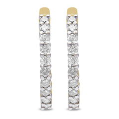 10K Yellow Gold 1/2 Cttw Prong Set Round-Cut Diamond Hoop Earrings (I-J Color, I1-I2 Clarity)